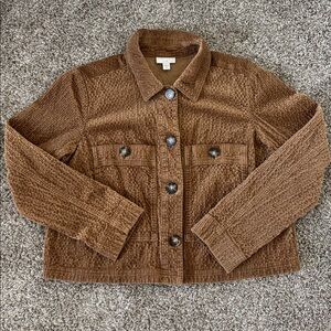 J. Jill Brown Corduroy Utility Canvas Jacket Women Size M